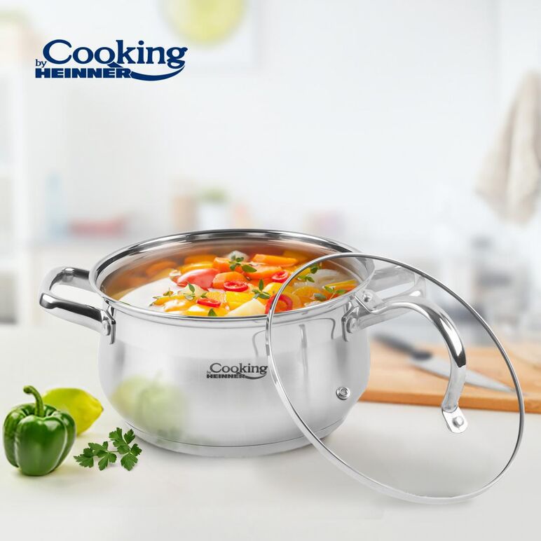 Semioala inox+capac, 20 x 11.5 cm, 3.6 l, amira, cooking by heinner,  Tavi copt | electropc.ro