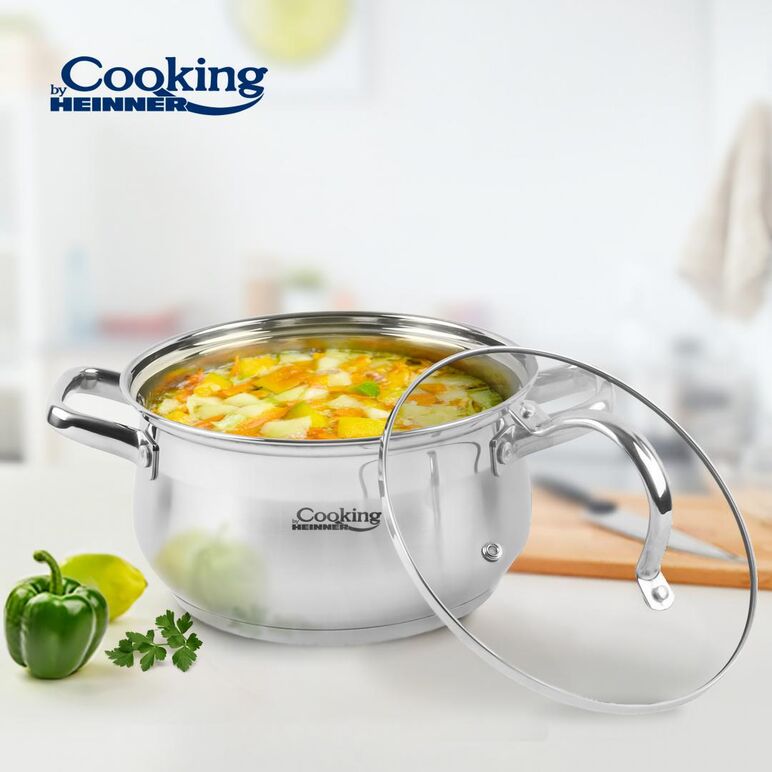 Semioala inox+capac, 22 x 12.5 cm, 4.7 l, amira, cooking by heinner,  Tavi copt | electropc.ro