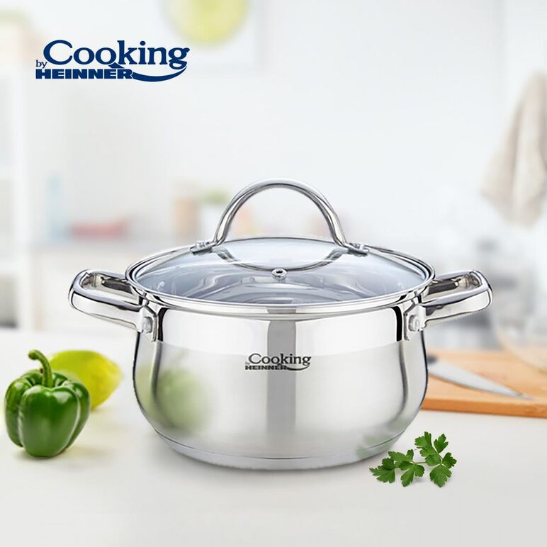 Semioala inox+capac, 24 x 13.5 cm, 6.1 l, amira, cooking by heinner,  Tavi copt | electropc.ro