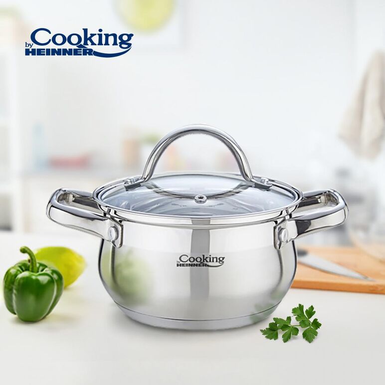 Semioala inox+capac 18 x 10.5 cm, 2.6 l, amira, cooking by heinner,  Tavi copt | electropc.ro