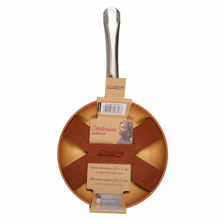Tigaie aluminiu 24x5 cm cu suport/ separator vase, cerÂmica do brazil, cooking  by heinner,  Tigai si seturi | electropc.ro