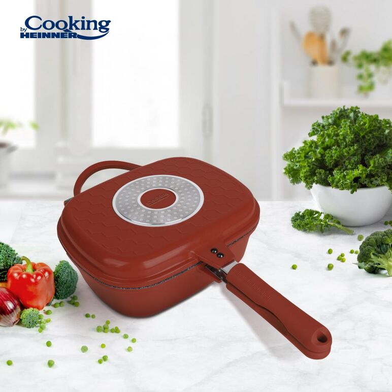 Tigaie dubla aluminiu 30x12.5cm,calabria, cooking by heinner,  Tigai si seturi | electropc.ro