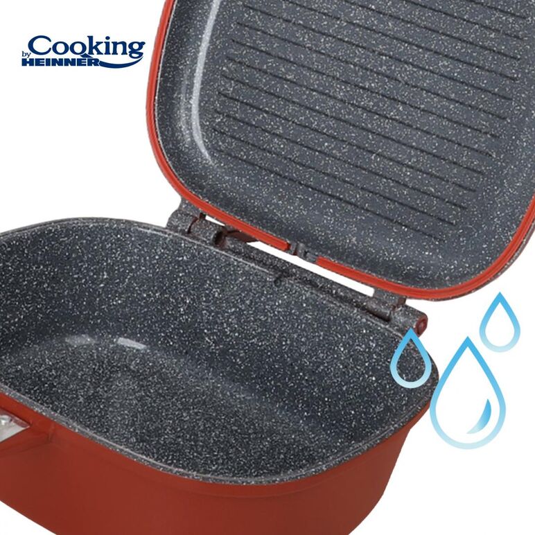 Tigaie dubla aluminiu 30x12.5cm,calabria, cooking by heinner,  Tigai si seturi | electropc.ro