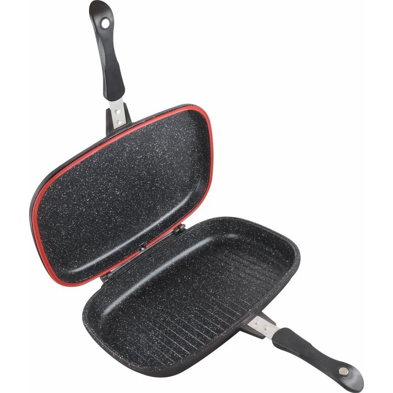 Tigaie dubla dreptunghiulara tip grill, aluminiu, 36x24x7.5 cm,dark line classic,cooking  by heinner,  Tigai si seturi | electropc.ro