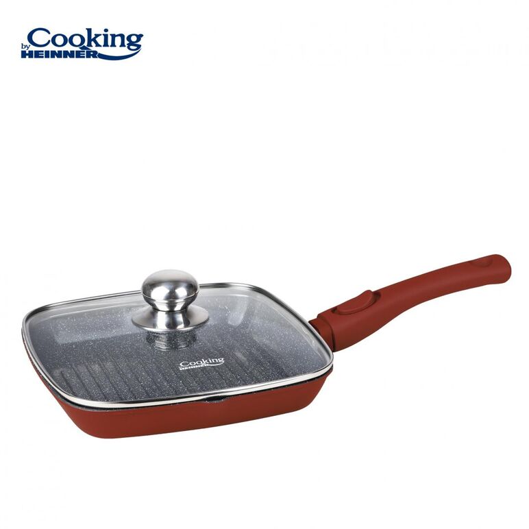 Tigaie grill aluminiu turnat+capac 24x4 cm,calabria, cooking by heinner,  Tigai si seturi | electropc.ro