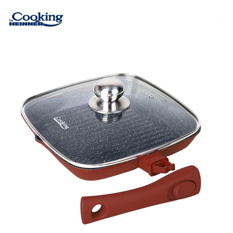 Tigaie grill aluminiu turnat+capac 24x4 cm,calabria, cooking by heinner,  Tigai si seturi | electropc.ro
