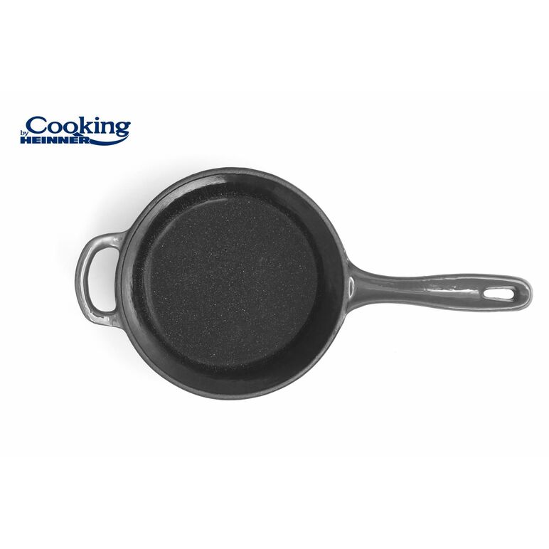 Caserola fonta emailata + capac 19 x 9 cm, 1.8 l, marble  grey, cooking by heinner,  Tigai si seturi | electropc.ro