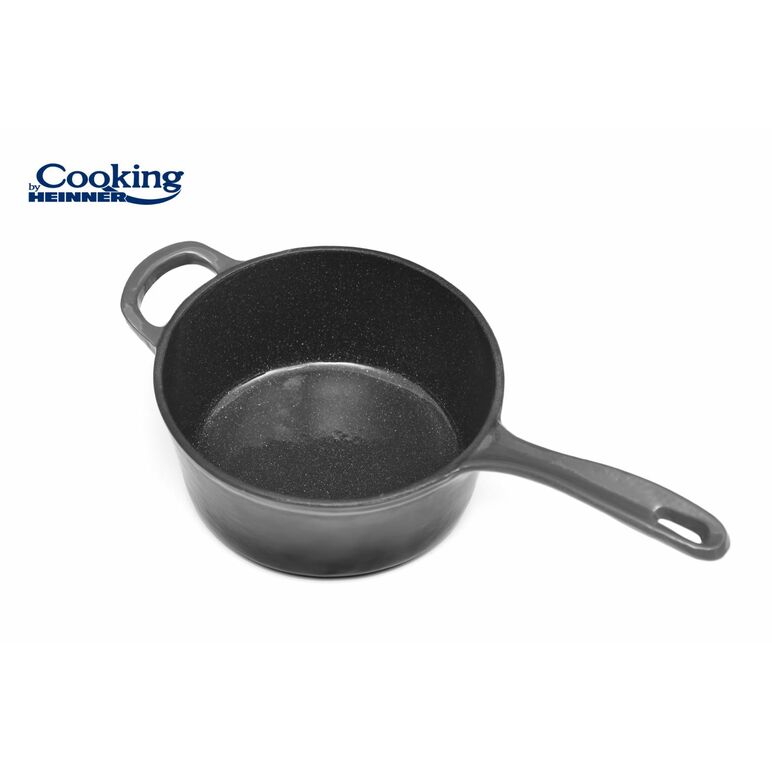 Caserola fonta emailata + capac 19 x 9 cm, 1.8 l, marble  grey, cooking by heinner,  Tigai si seturi | electropc.ro