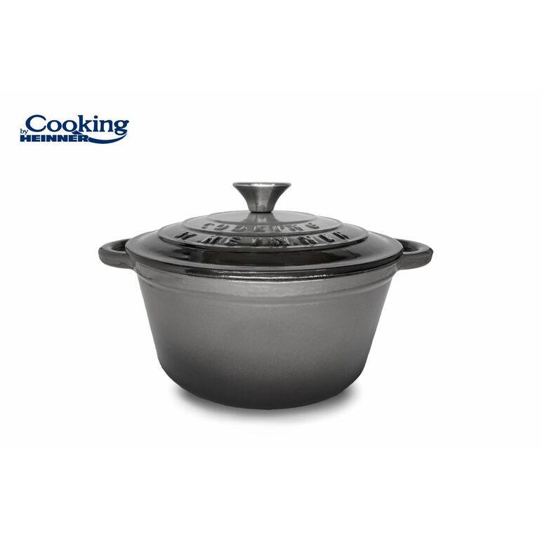Cratita fonta emailata  + capac 22 x 9.5 cm, 2.9 l, marble grey, cooking by heinner,  Tavi copt | electropc.ro
