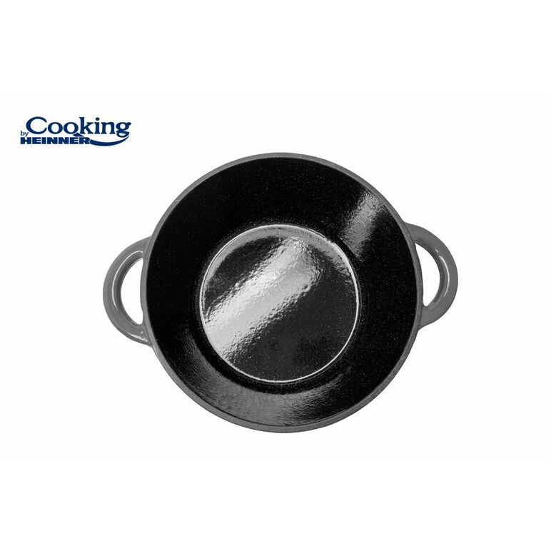 Semioala fonta emailata + capac 24 x 11.5 cm, 4 l, marble grey, cooking by heinner,  Tavi copt | electropc.ro