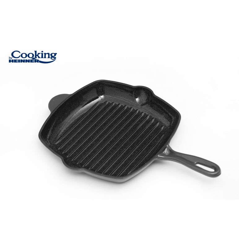 Tigaie grill fonta emailata  26.5 x 4.5 cm, marble grey, cooking by heinner,  Tigai si seturi | electropc.ro