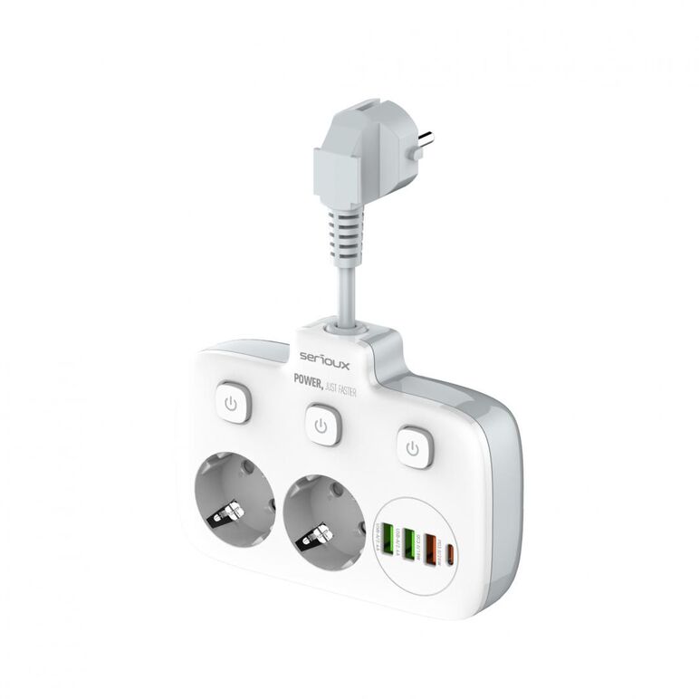 Prelungitor cu protectie serioux qc3.0. parametri nominali: 2500w-10a(max) 250v intrare: ac100-250v 10a 50/60hz ieșire pd: 5v=3a 9v=2.22a 12v=1.67a 20w (max) ieșire qc: 5v-3a 9v=2a 12v=1.5a 18w (max) ieșire auto-id: 5v-2.4a 12w (max) putere totală: 20w ma,  Prelungitoare | electropc.ro