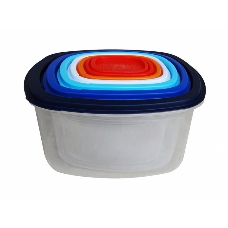 Set 7 caserole patrate cu capace,plastic, vanora home,  Boluri & Cutii alimente | electropc.ro
