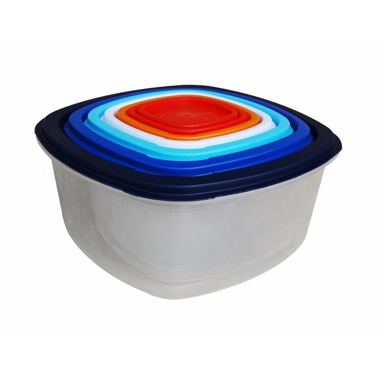 Set 7 caserole patrate cu capace,plastic, vanora home,  Boluri & Cutii alimente | electropc.ro