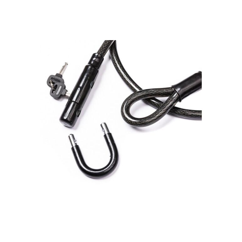 Antifurt pegas bucla, sufa otel imbracata in plastic, dimensiune: 15mm(grosime)x1500mm(lungime), cheie, negru,  Accesorii ciclism | electropc.ro