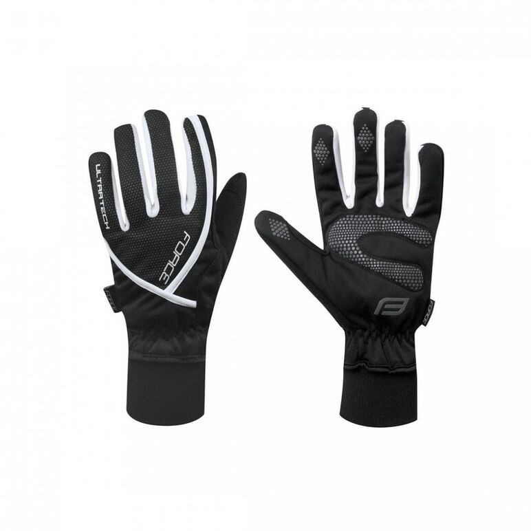 Manusi iarna force ultra tech pentru ciclism, unisex, material prosop pe degetul mare, palma intarita cu piele artificiala, insertii  anti alunecare, elemente reflectorizante, material ultra iii tech-extra 87% polyester, 13% nylon, marime m, culoare negru,  Accesorii ciclism | electropc.ro