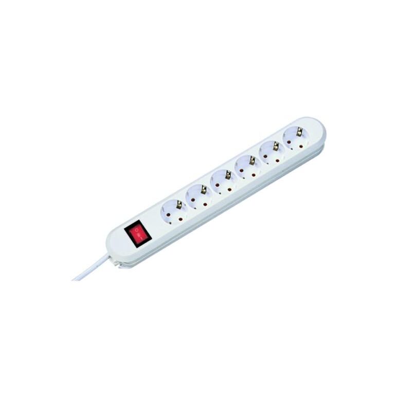 Prelungitor bachmann, 6 prize, impamantare, protectie copii ,intrerupator, 3 metri, alb,  Prelungitoare | electropc.ro