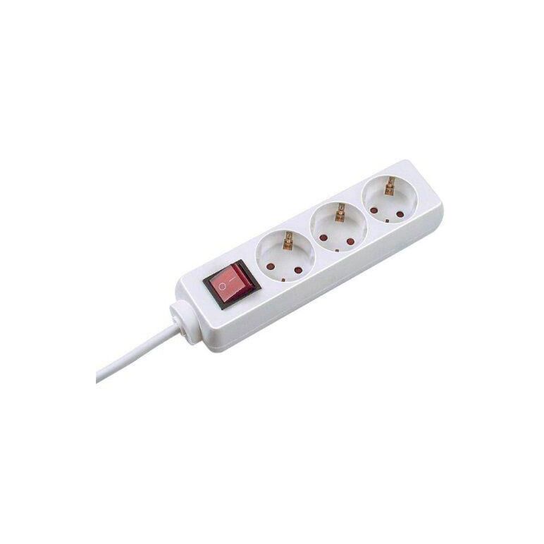 Prelungitor bachmann selly 3xcee7/3 pc, cu intrerupator, lungime cablu 1.5m, h05vv-f 3g1, alb,  Prelungitoare | electropc.ro