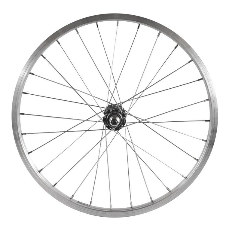 Roata fata luna 20'', 406x21, alu simplu, argintie natur, v-brake cn, butuc simplu argintiu, 28h, 3/8 old 13461,  Piese ciclism | electropc.ro