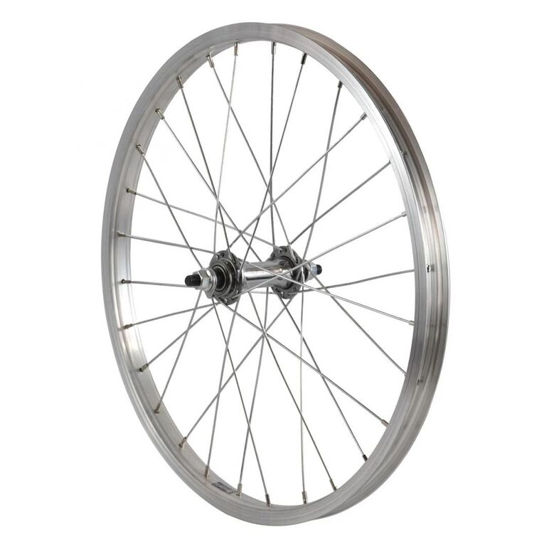 Roata fata luna 20'', 406x21, alu simplu, argintie natur, v-brake cn, butuc simplu argintiu, 28h, 3/8 old 13461,  Piese ciclism | electropc.ro