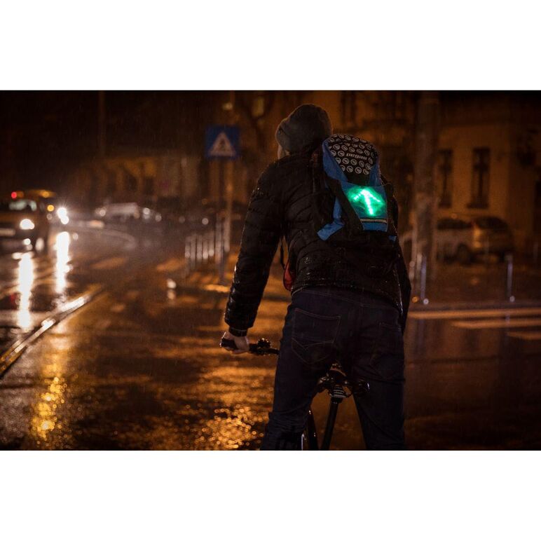 Rucsac pegas cu semnalizare 48led, culoare led verde rosu, baterie litiu reincarcabila 850mah, 420x300x200, albastru negru,  Echipament ciclism | electropc.ro