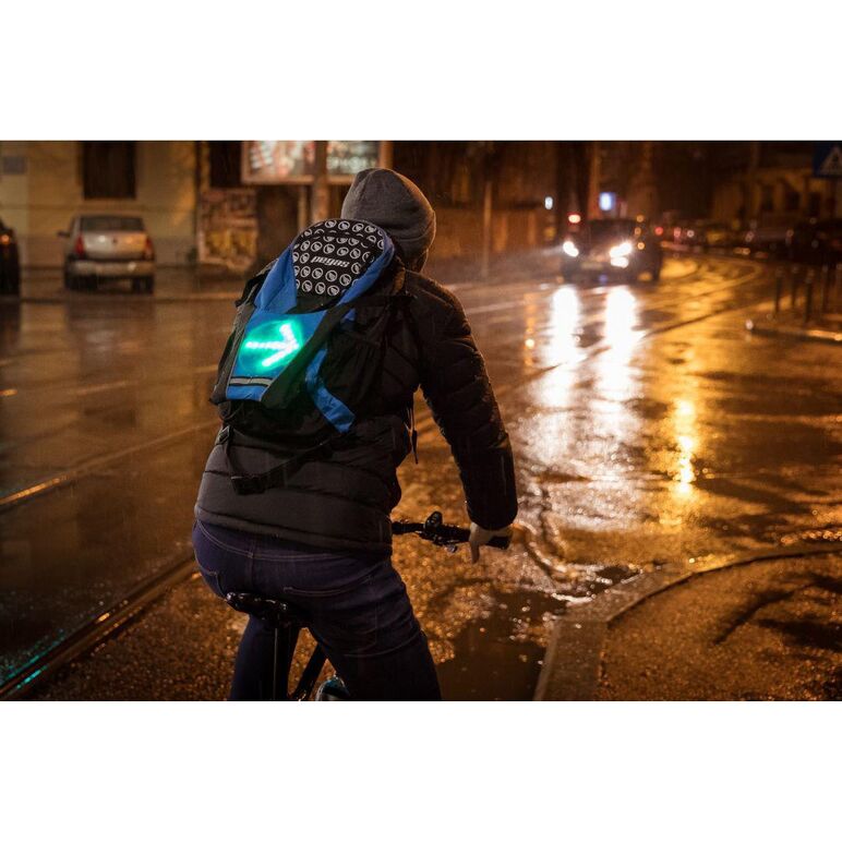 Rucsac pegas cu semnalizare 48led, culoare led verde rosu, baterie litiu reincarcabila 850mah, 420x300x200, albastru negru,  Echipament ciclism | electropc.ro