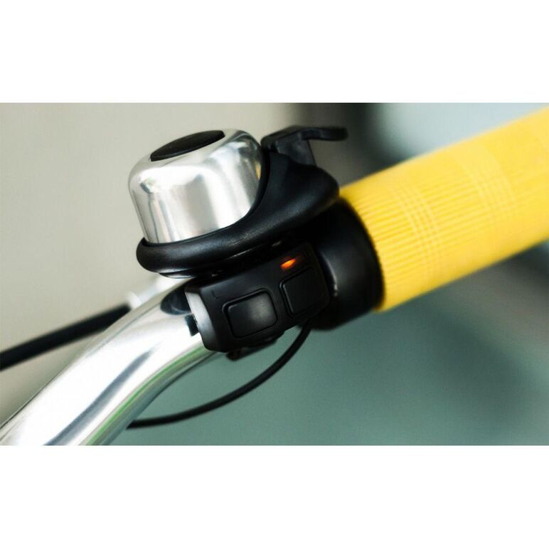 Semnalizator cu sonerie pegas f21-bcs-b, semnalizator 73x21x32mm, 9 led, baterii 2xcr2032, autonomie 120 ore, cablu 155 cm,  Accesorii ciclism | electropc.ro