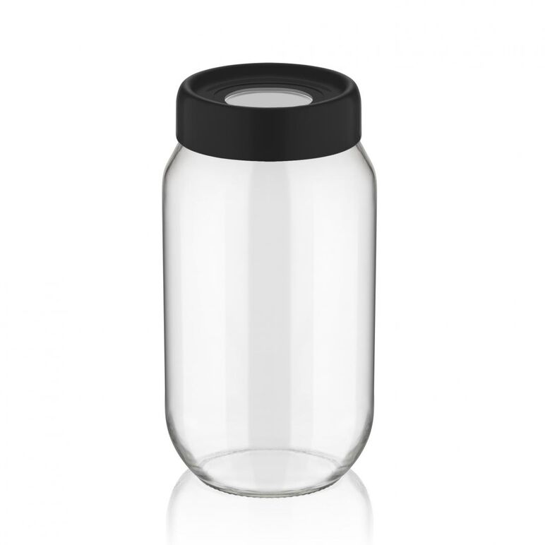 Borcan depozitare sticla  cu capac,1 l negru, art of dining by heinner,  Boluri & Cutii alimente | electropc.ro