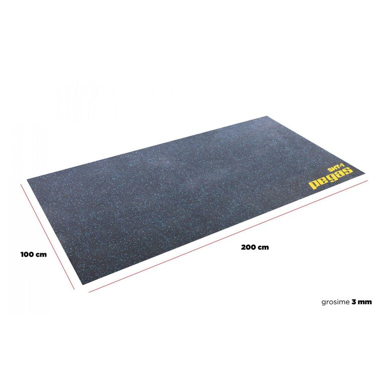 Covor trainer pegas, cauciuc negru-albastru, 200cm x 100 cm x 3 mm,  Accesorii ciclism | electropc.ro