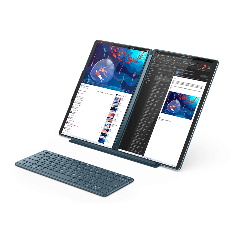 Laptop lenovo yoga book 9 13iru8, 2x 13.3" 2.8k (2880x1800) oled 400nits glossy / anti-fingerprint, 100% dci-p3, eyesafe®, dolby® vision™, displayhdr™ true black 500, touch, ogm, 10-point multi-touch, intel® core™ i7-1355u, 10c (2p + 8e) / 12t, p-core 1.7,  Laptopuri | electropc.ro