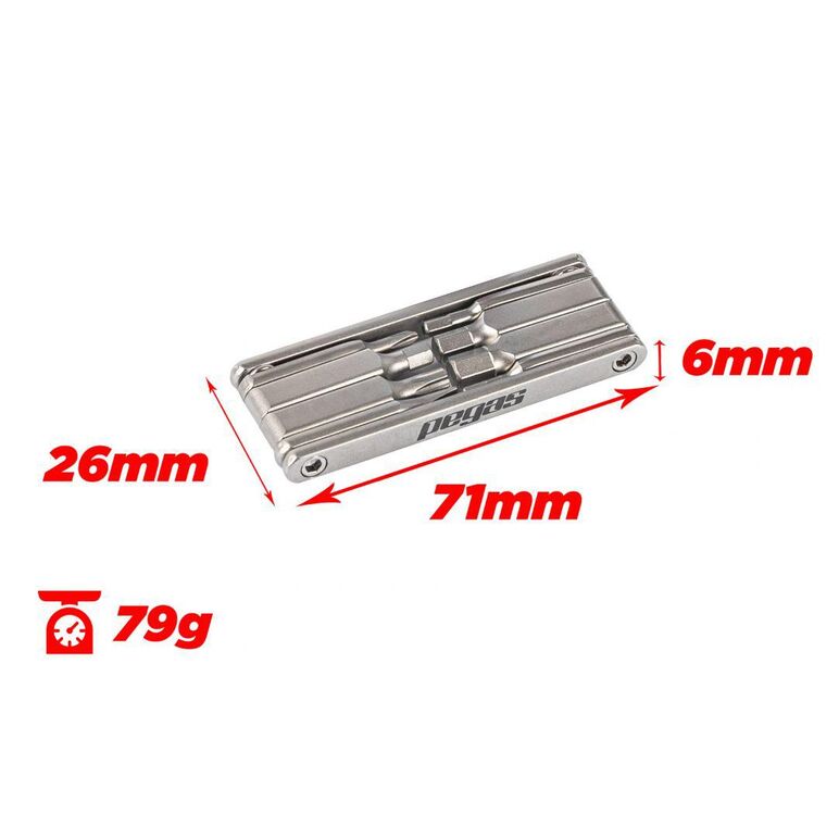 Mini set scule pegas 8 in 1 otel cr-v, imbus 2, 3, 4, 5, 6mm, surubelnita dreapta 5mm, surubelnita cruce ph 1, torx t25, culoare argintiu,  Accesorii ciclism | electropc.ro