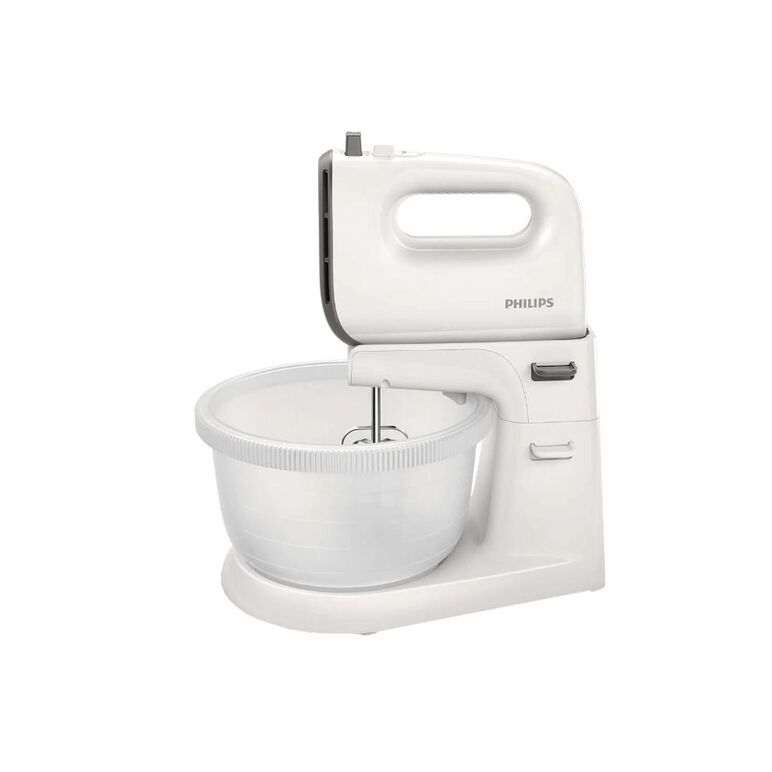 Mixer cu bol philips viva collection hr3745/00, 450 w, bol actionare automata, 5 viteze, functie turbo, alb/gri,  Mixere | electropc.ro