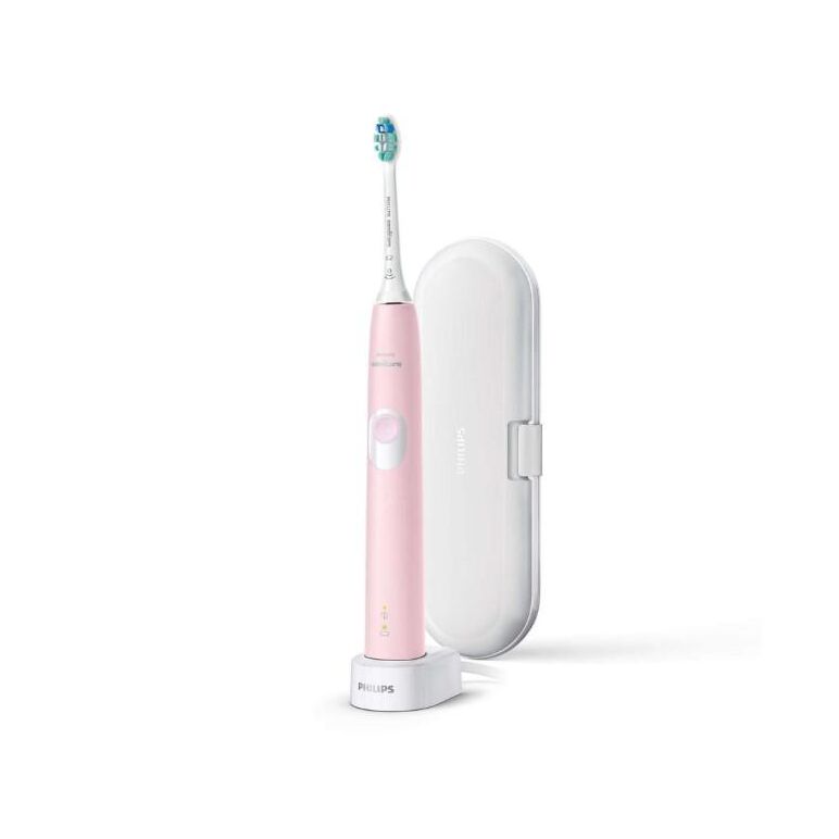 Periuta de dinti sonica electrica philips sonicare protectiveclean hx6806/03, 62000 miscari/minut, 1 mod de curatare, 2 intensitati, senzor presiune, functie brushsync, 1 cap de periere, toc de transport, roz pastel,  Periute electrice de dinti | electropc.ro