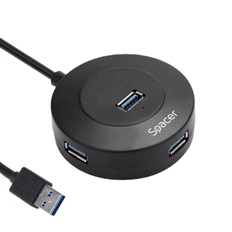 Hub extern spacer, porturi usb:usb 3.0 x 1, usb 2.0 x 3, conectare prin usb 3.0, cablu 1m,plastic abs, negru,  Hub-uri USB | electropc.ro