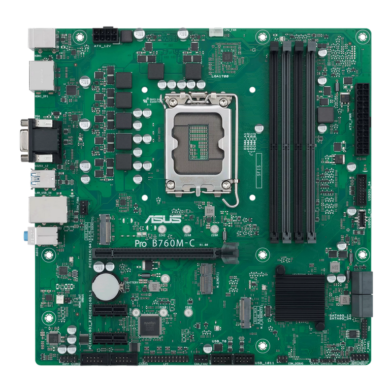 Placa de baza asus pro b760m-c-csm ddr5 lga1700, 4x ram, 2x displayport, 1x vga, 1x hdmi, 2x m.2, 4x sata 6gb/s, 1x pcie x16, 2x pcie x1, microatx,  Placi de baza | electropc.ro