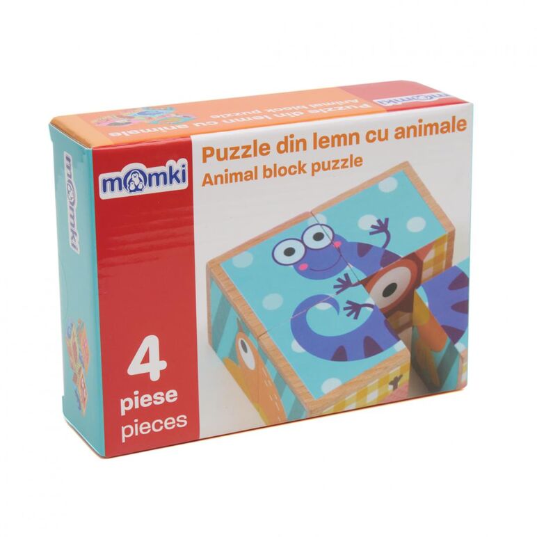 Puzzle din lemn cu animale, 4 piese,  Jocuri educative | electropc.ro