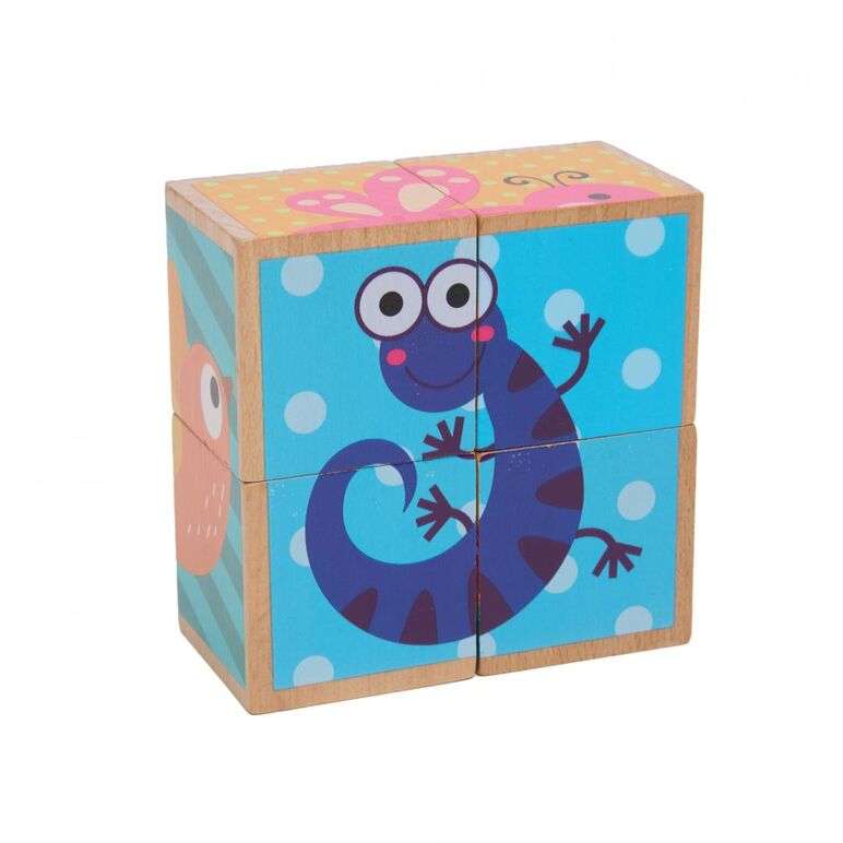 Puzzle din lemn cu animale, 4 piese,  Jocuri educative | electropc.ro