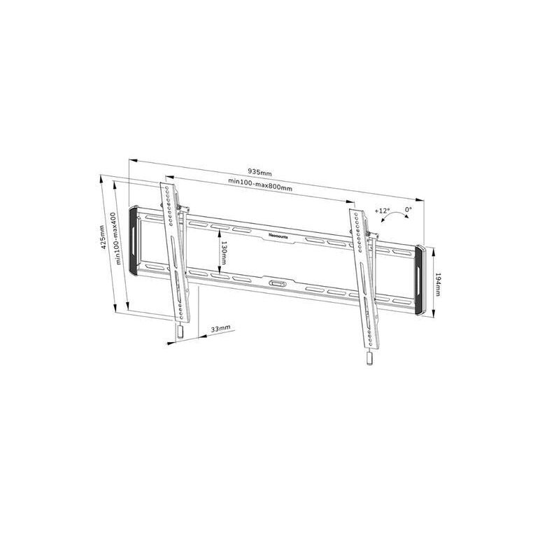 Suport tv perete neomounts by newstar, pentru display-uri 43"-86", suporta pana 70 kg, vesa min. 100x100, vesa max. 800x400, inclinare + 12°, negru,  Televizoare & accesorii | electropc.ro