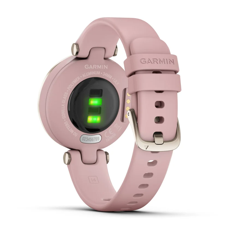Ceas garmin lily editia sport, display amoled, dimensiune afisaj 34.5 mm, rezolutie afisaj 240 x 201 pixeli, memorie 8gb, autonomie pana la 5 zile, rezistanta la apa pana la 5 atm, greutate: 24g, ramă cream gold cu carcasă dust rose şi curea din silicon,  SmartWatch-uri | electropc.ro