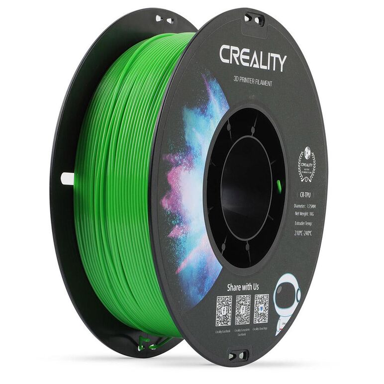 Creality cr-tpu 3d printer filament, green, 1kg, elastic,rezistent uv, printing temperature: 210-240, filament diameter: 1.75mm, size of filament wheel: diameter 200mm, height 66mm, hole diameter 56mm. utilizare: pana la 6 luni de la deschiderea ambalajul,  Accesorii imprimare 3D | electropc.ro