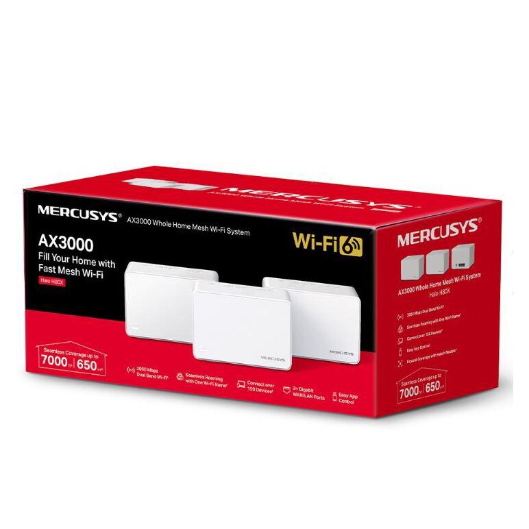 Mercusys ax3000 whole home wi-fi system halo h80x(3-pack),wi-fi 6 dual-band, standarde wireless: ieee 802.11ax/ac/n/a 5 ghz, ieee 802.11ax/n/b/g 2.4 ghz, viteza wireless: 2402 mbps on 5 ghz, 574 mbps on 2.4 ghz, securitate wireless: wpa-psk/wpa2-psk/wpa3,,  Routere Wireless | electropc.ro