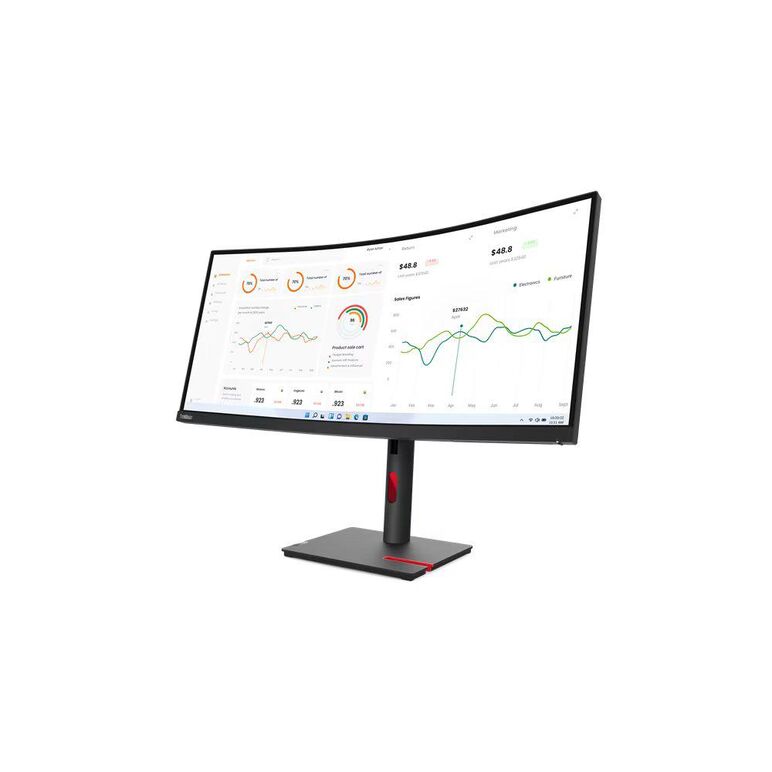 Monitor lenovo thinkvision t34w-30, 34" (3440x1440) wled, anti-glare, curvature: 1500r, speakers: modular soundbar support, view angle (h / v): 178° / 178°, response time: 4 ms (extreme mode) / 6 ms (typical mode), color support: 16.7 million, refresh rat,  Monitoare LED | electropc.ro