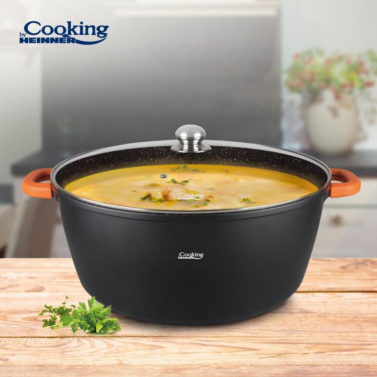 Semioala aluminiu+capac 44x19 cm,23l,dark line, cooking by heinner,  Tavi copt | electropc.ro