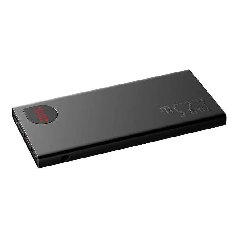 Baterie externa baseus adaman metal, 10000mah, pd 3.0 + qc 3.0 22.5w, 2 x usb; 1 x usb type-c, digital display pt. status baterie, total 3a, negru,  Baterii portabile | electropc.ro
