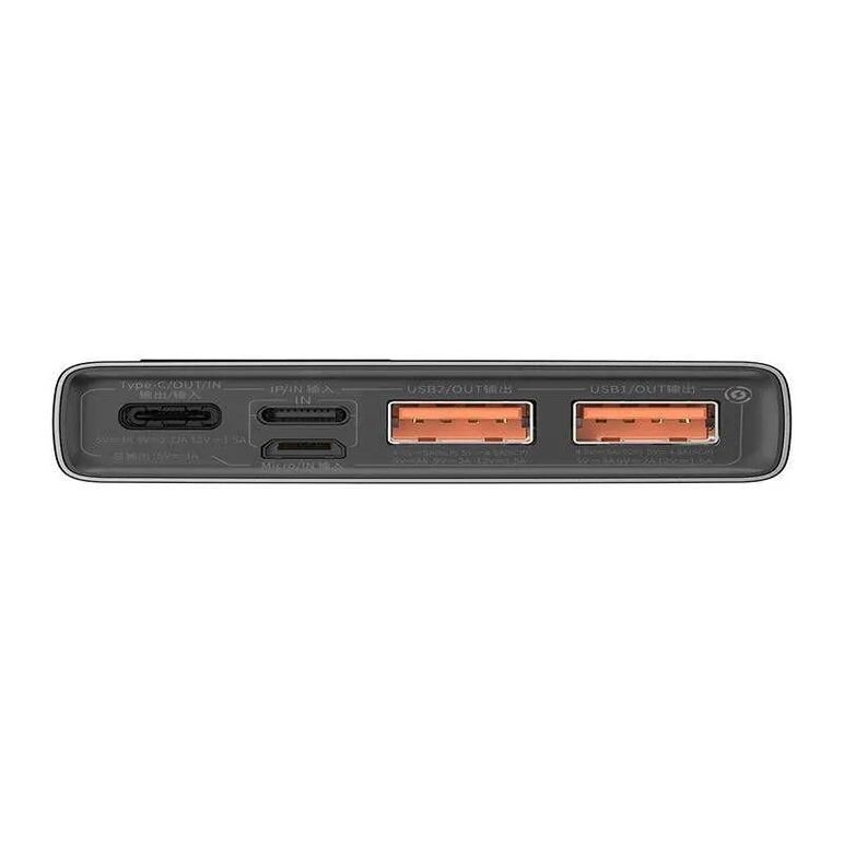 Baterie externa baseus adaman metal, 10000mah, pd 3.0 + qc 3.0 22.5w, 2 x usb; 1 x usb type-c, digital display pt. status baterie, total 3a, negru,  Baterii portabile | electropc.ro