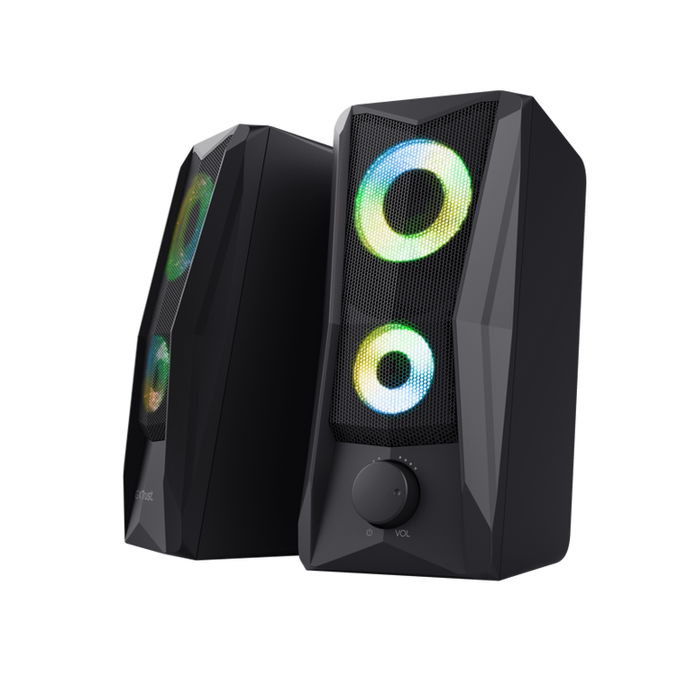 Boxe trust gxt 606 javv, iluminare rgb led, putere maxima 12w, frecventa de raspuns 160 hz - 20.000 hz, audio input 3.5mm, negru,  Sisteme audio | electropc.ro