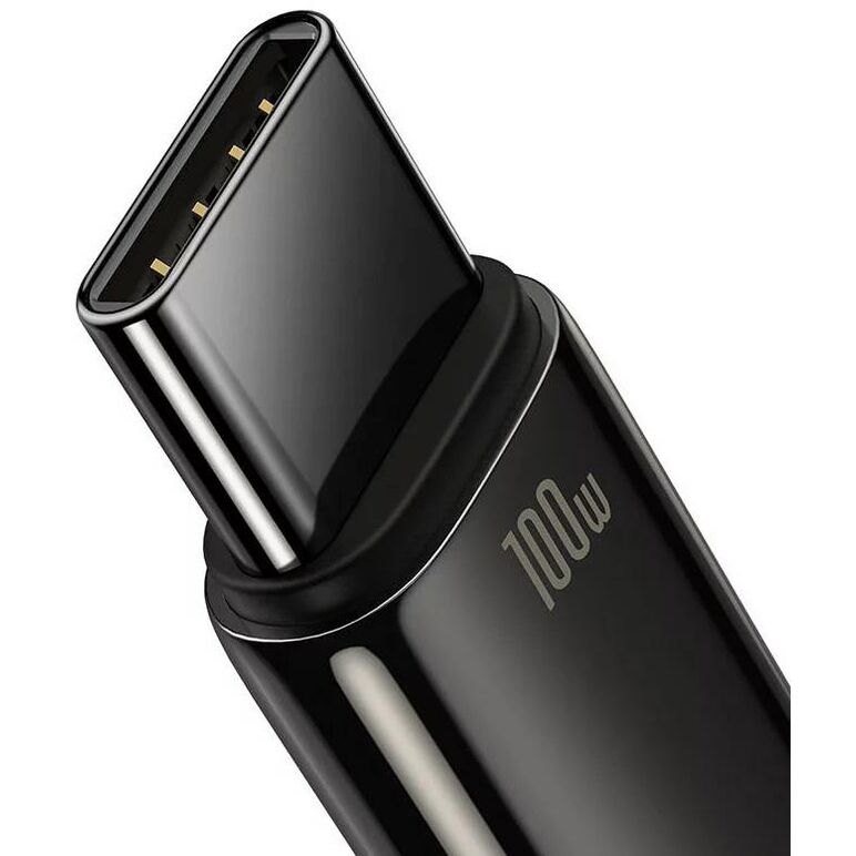 Cablu alimentare si date baseus, fast charging data cable pt. smartphone, usb la usb type-c (t), 100w, 480mbps, aliaj zinc, braided(nylon), 2m, negru,  Cabluri periferice | electropc.ro