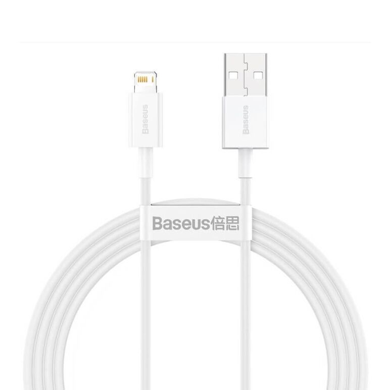 Cablu alimentare si date baseus superior, fast charging data cable pt. smartphone, usb la lightning iphone 2.4a, 1.5m, alb,  Cabluri periferice | electropc.ro