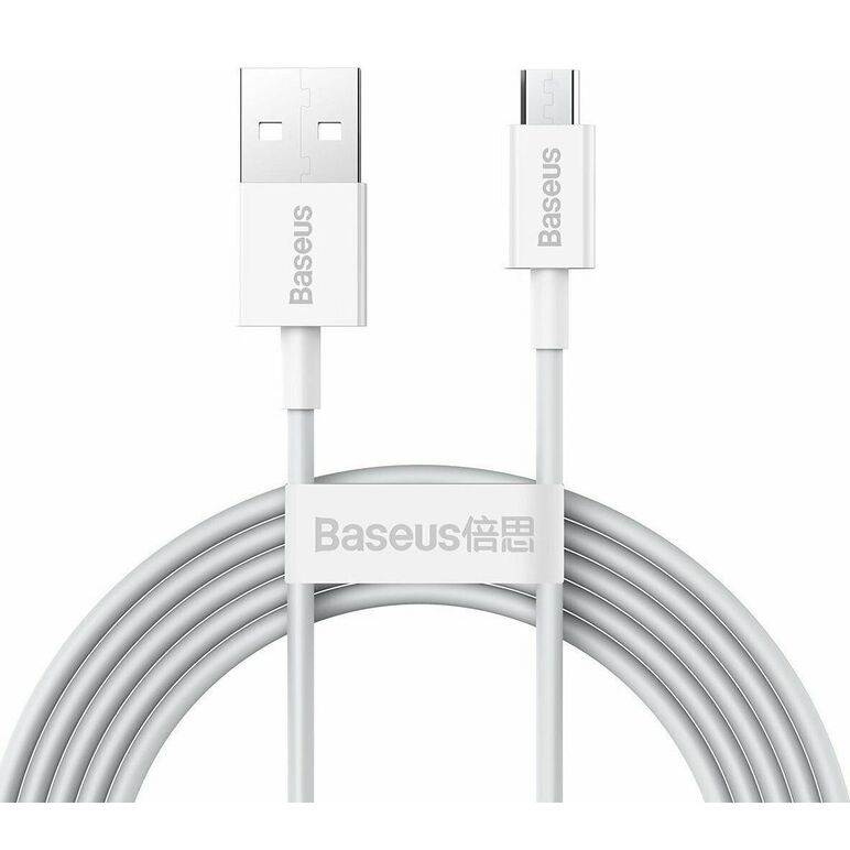 Cablu alimentare si date baseus superior, fast charging data cable pt. smartphone, usb la micro-usb 2a, 2m, alb,  Cabluri periferice | electropc.ro