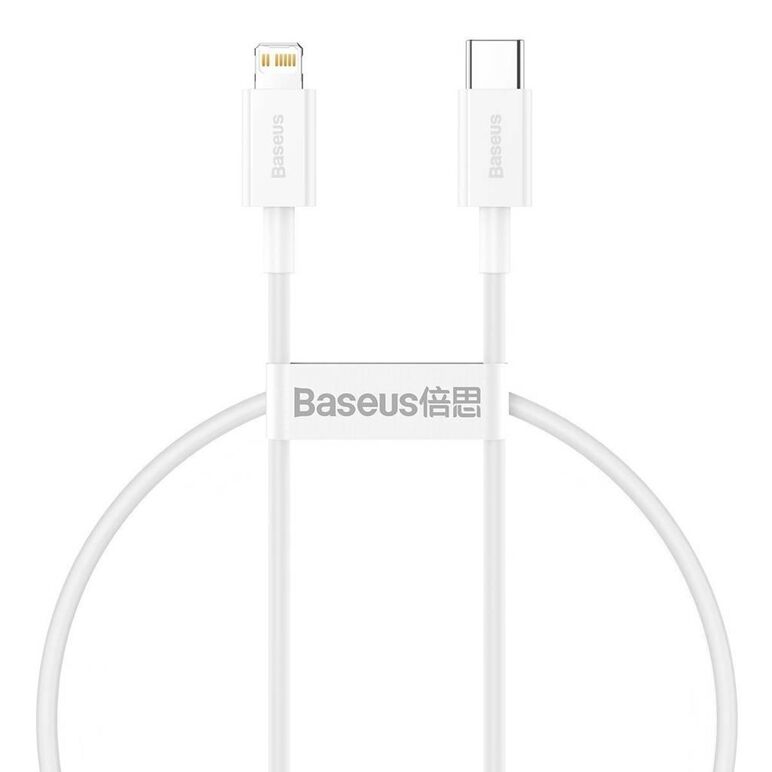Cablu alimentare si date baseus superior, fast charging data cable pt. smartphone, usb type-c la lightning iphone pd 20w, 0.25m, alb,  Cabluri periferice | electropc.ro